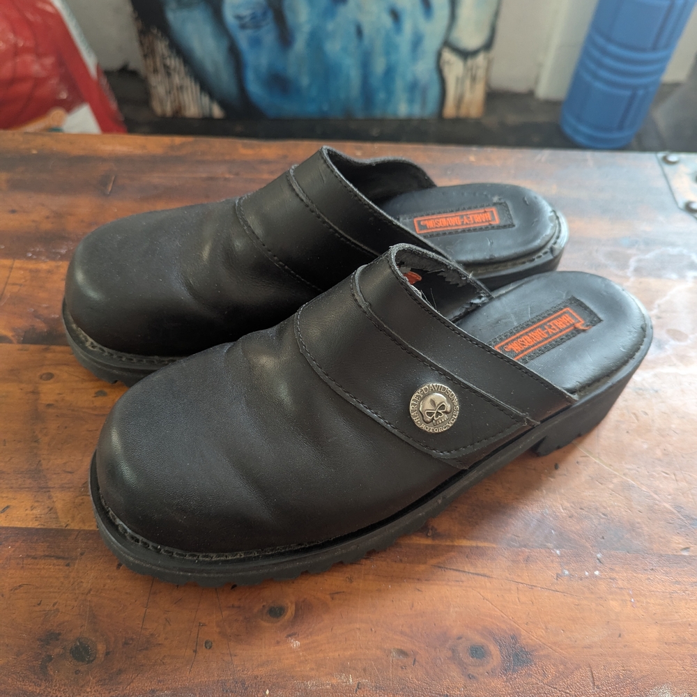 Harley-Davidson Black Leather Mules